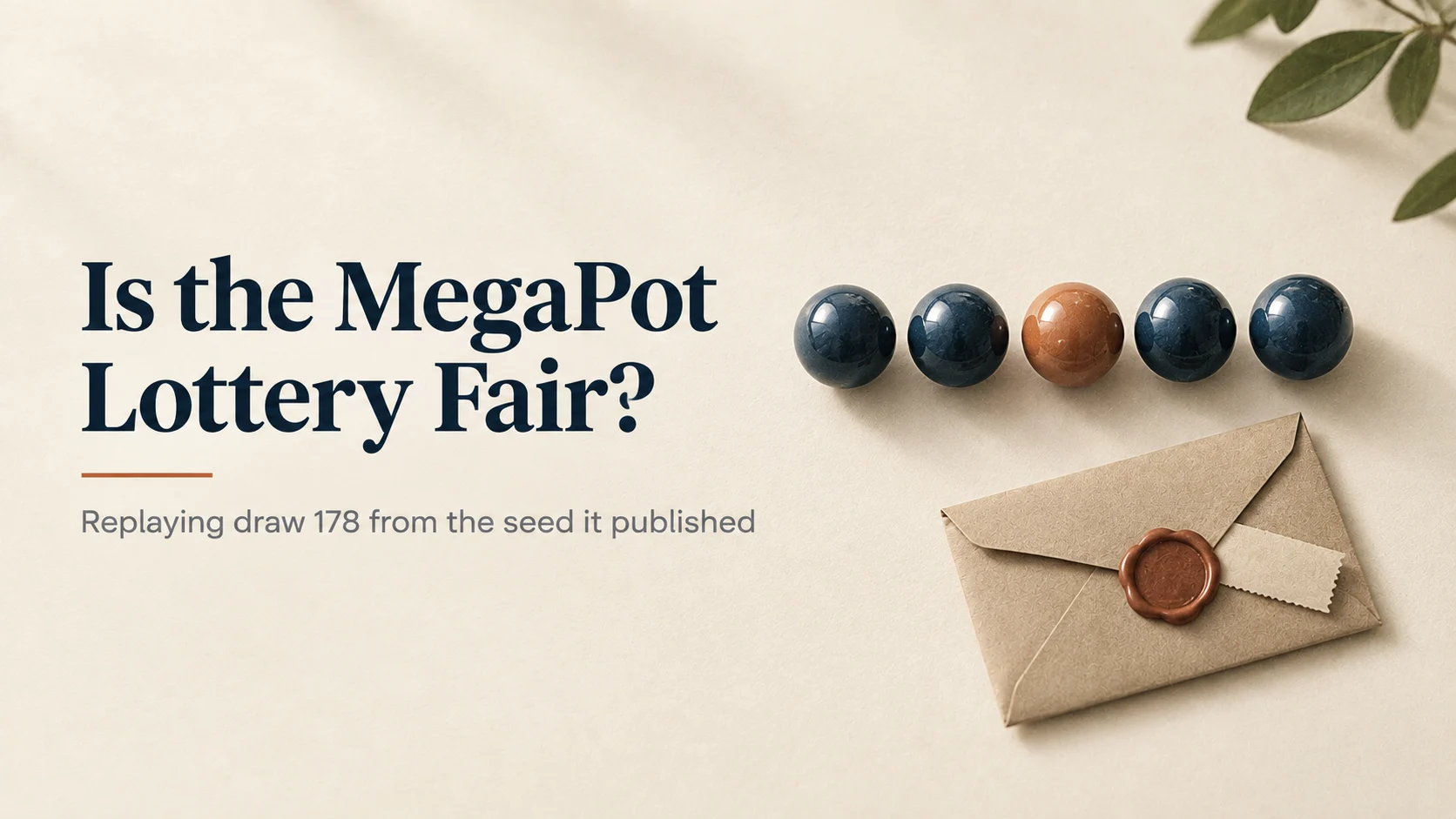 Is the MegaPot Lottery Fair? I Replayed Draw 178 From Its Own Seed